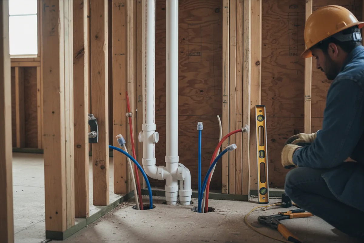 Drain and supply rough-in during Drain Cleaning in Moorefield